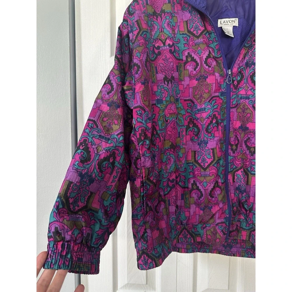 Vtg 90s Lavon Windbreaker Jacket Colorful Sz. Medium